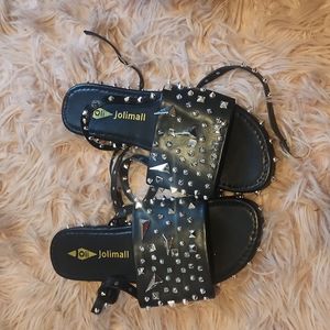 Black spiked wrap sandals